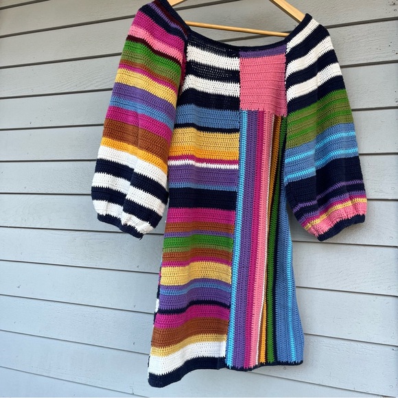 Farm Rio Mini Dress Knit Multicolored Festival Beach US S Small - Picture 10 of 13